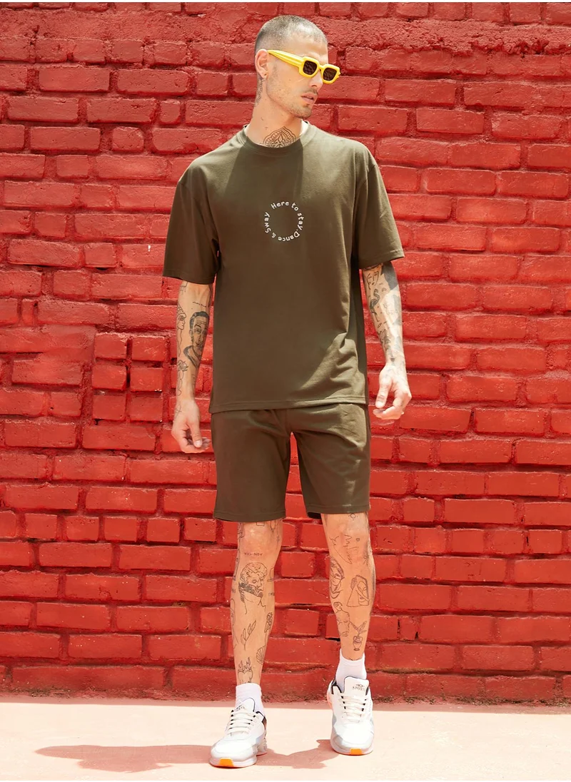 Campus Sutra Men's Black Two-Faced Co-Ord Set