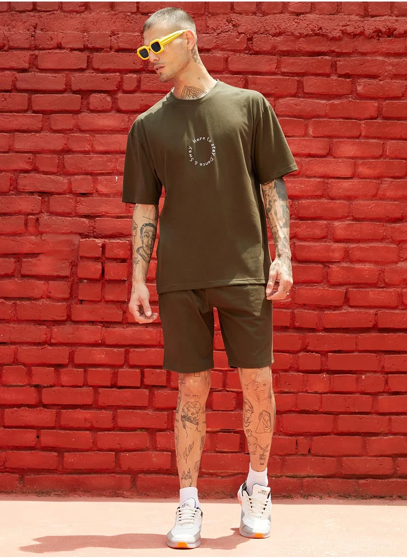 Campus Sutra Men's Black Two-Faced Co-Ord Set