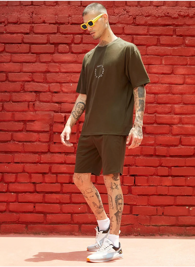 Campus Sutra Men's Black Two-Faced Co-Ord Set