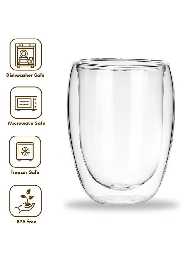 2 Pcs 350ml Double Walled Glass Coffee Mugs, Insulated Layer Coffee Cups, Clear Borosilicate Glass Mugs, Turkish Tea, Espresso Coffee Cups - Heat Resistant Double Layer Coffee Mugs, for Cappuccino, Tea, Latte, Espresso - Image 3