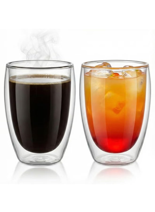 2 Pcs 350ml Double Walled Glass Coffee Mugs, Insulated Layer Coffee Cups, Clear Borosilicate Glass Mugs, Turkish Tea, Espresso Coffee Cups - Heat Resistant Double Layer Coffee Mugs, for Cappuccino, Tea, Latte, Espresso - Image 5