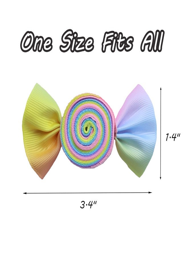 HELYKAKA Valentines Pink Candy Rainbow Hair Bows Clips Valentine's Day Alligator Hair Clips Hairpins Hair Accessories for Teens Gift - Image 3
