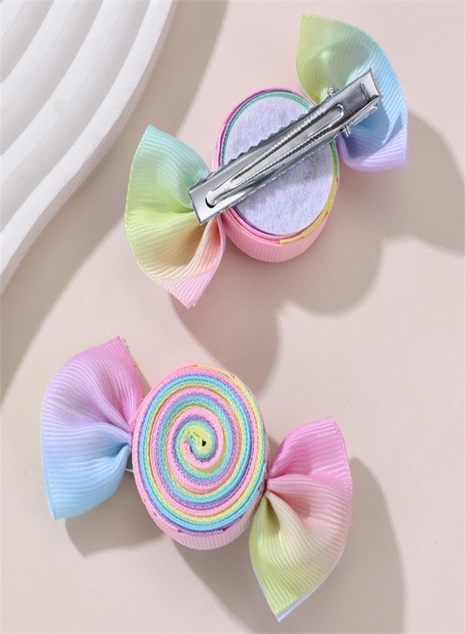 HELYKAKA Valentines Pink Candy Rainbow Hair Bows Clips Valentine's Day Alligator Hair Clips Hairpins Hair Accessories for Teens Gift - Image 4