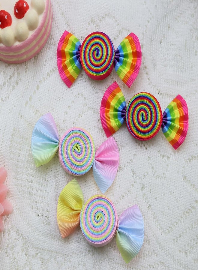 HELYKAKA Valentines Pink Candy Rainbow Hair Bows Clips Valentine's Day Alligator Hair Clips Hairpins Hair Accessories for Teens Gift - Image 5