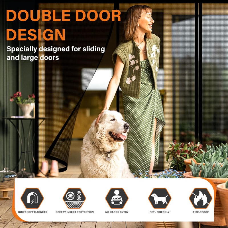 Mdavo Double Door Fiberglass Magnetic Screen Doorï¼ŒScreen Door Meshï¼ŒKeep Bugs Out, Heavy-Duty Mesh Curtain,Pet and Kid Friendly, Works with Front Doors, Sliding Doorsï¼ˆ74x80 Inch - Image 5