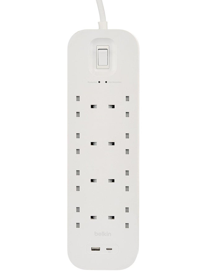 belkin 8 Way Power Extension 2M Cord 18W USBA  USBC Ports - Image 1