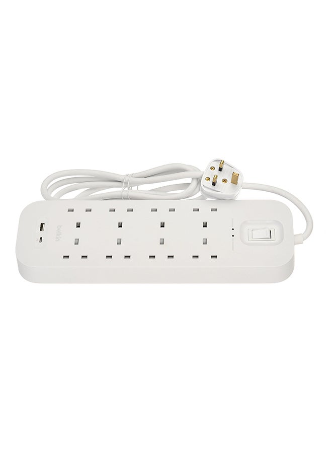 belkin 8 Way Power Extension 2M Cord 18W USBA  USBC Ports - Image 2
