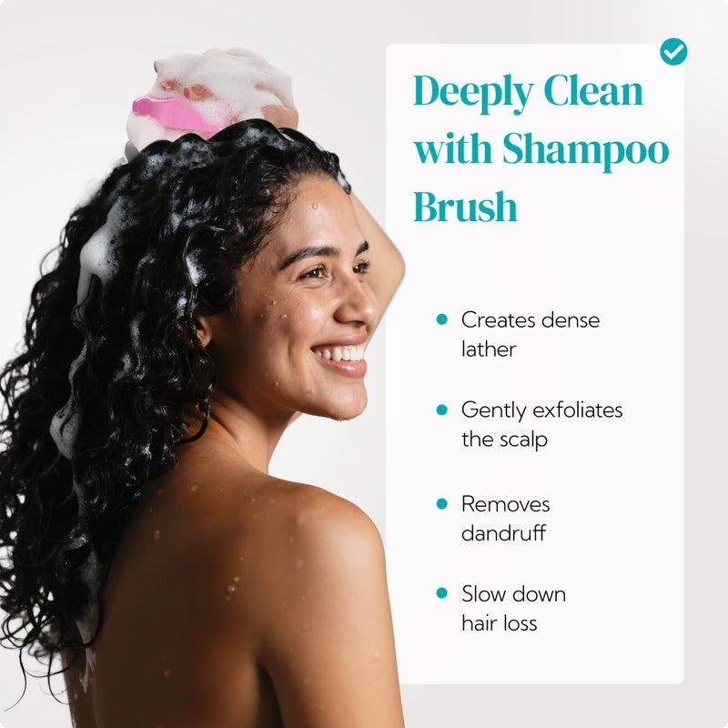 HEETA Hair Scalp Massager Shampoo Brush 2 Pack, Soft Silicone Bristles to Remove Dandruff, Waterproof Hair Scrubber for Both Wet Dry Use, Suitable for Men & Women (Green & Pink) - Image 3