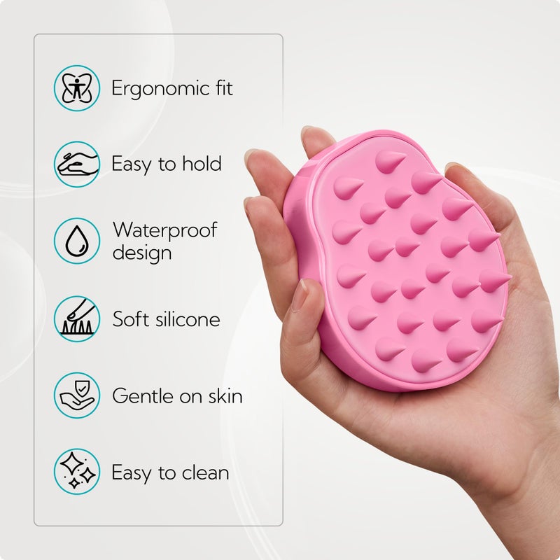 HEETA Hair Scalp Massager Shampoo Brush 2 Pack, Soft Silicone Bristles to Remove Dandruff, Waterproof Hair Scrubber for Both Wet Dry Use, Suitable for Men & Women (Green & Pink) - Image 4