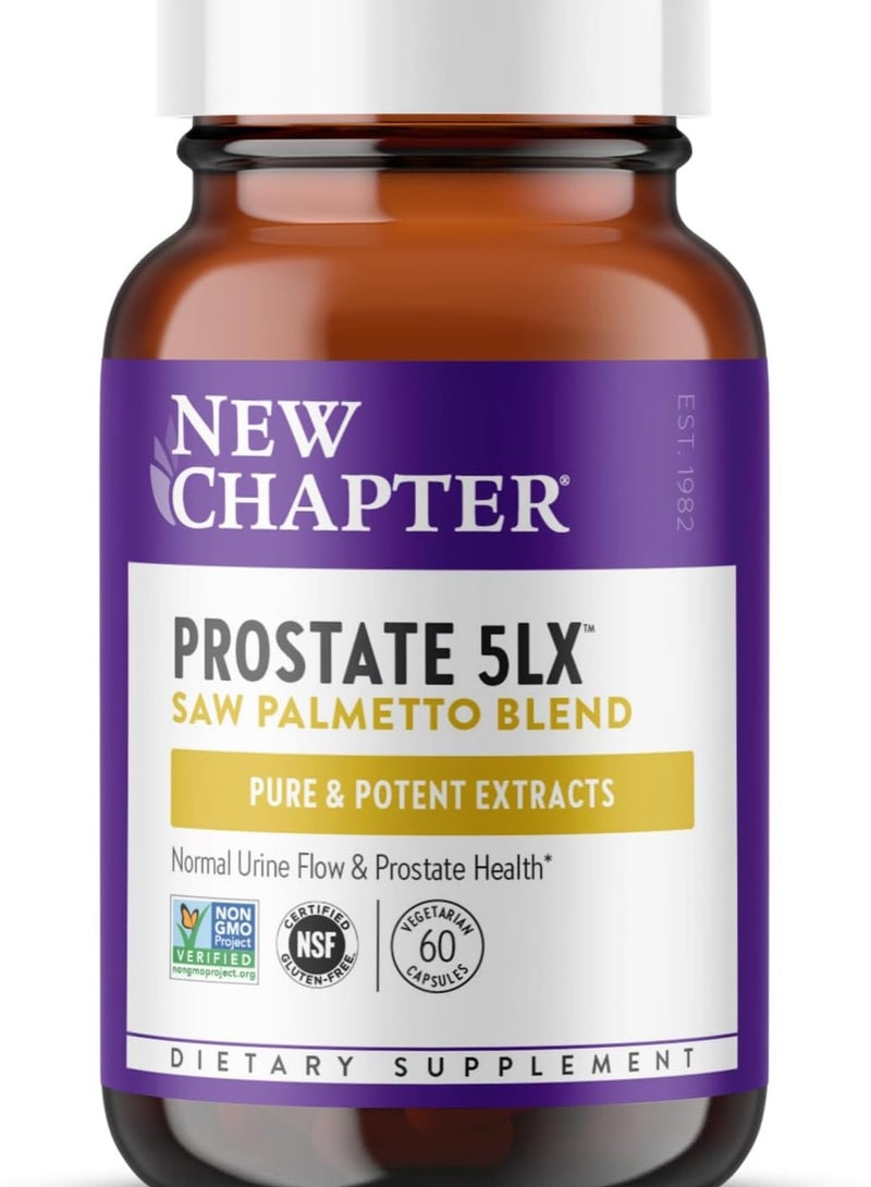 New Chapter Prostate 5LX with Clinical Strength Saw Palmetto 60 Capsules 30 Servings - Image 1
