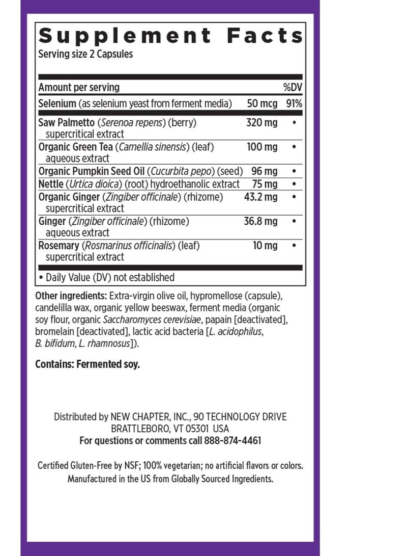 New Chapter Prostate 5LX with Clinical Strength Saw Palmetto 60 Capsules 30 Servings - Image 2