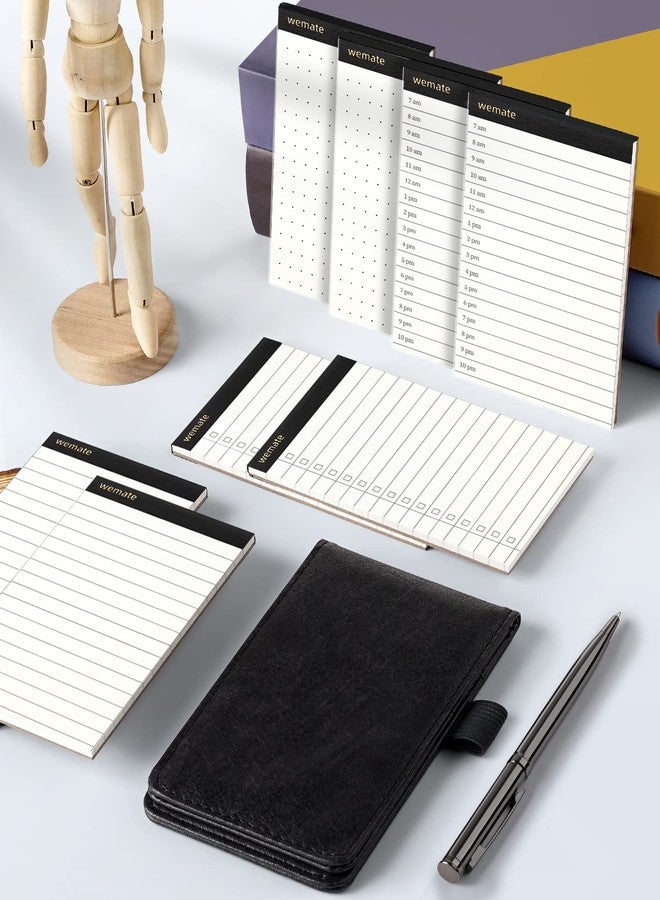 WEMATE 10 Pieces Small Notepad Holder Set Pocket Notebook - Included Mini Pocket Notepad Holder Set with 8 Memo Book Refills and Metal Pen for Meetings, Daily Records, and Notes 3 x 5 Inch (Black) - Image 5