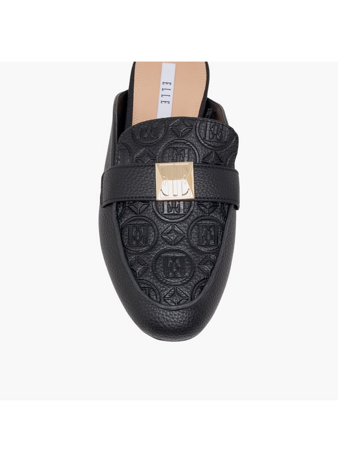 ELLE Women's Embossed Slip-On Mules with Metal Accent - Image 4