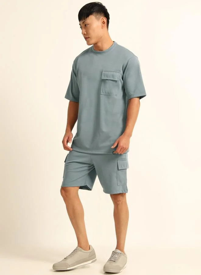 Bushirt Bushirt Men Drop-Shoulder Oversized T-Shirt and Shorts Set
