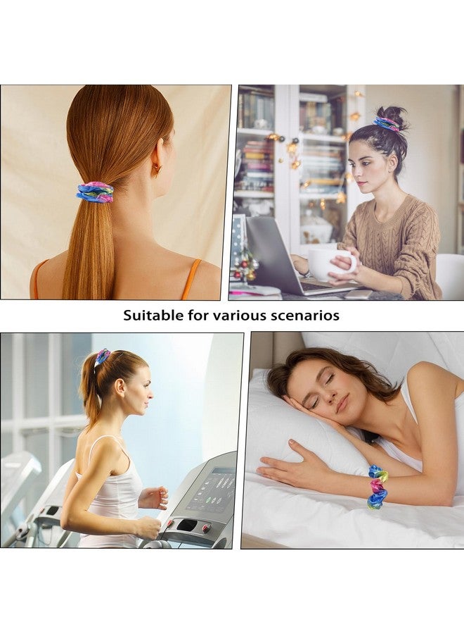 KOOMAGIC 7 Pcs Shiny Metallic Cheer Dance Colorful Party Favor Hair Scrunchies School Performance/Sports/Practice/Party Sparkling Color Scrunchie Ponytail Holder Wrist For Girls Cosplay Show (Green) - Image 2