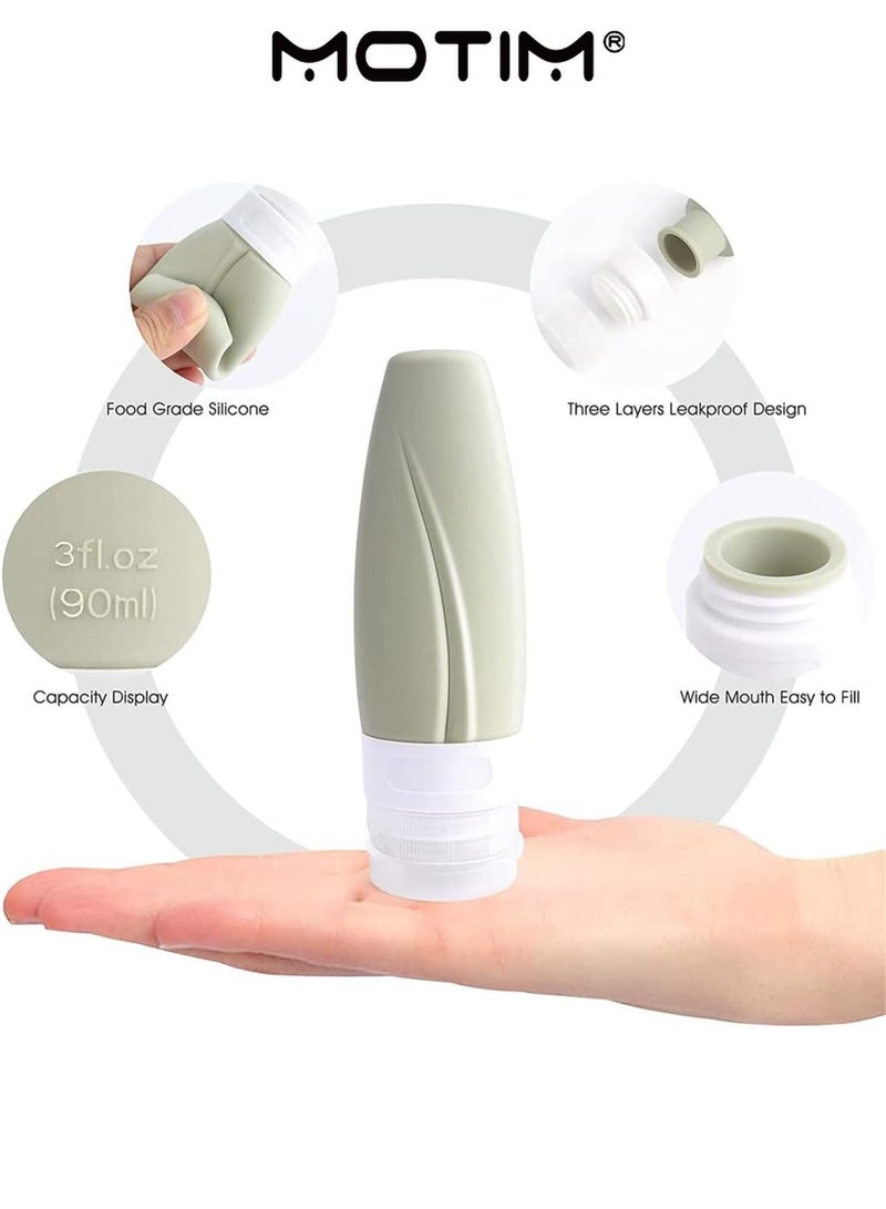 Motim 8 PCS Silicone Travel Bottles with EVA Bag Leak Proof Silicone Squeezable Travel Containers for Liquids Shampoo Lotion Body Wash (3oz/ 90ml） - Image 3