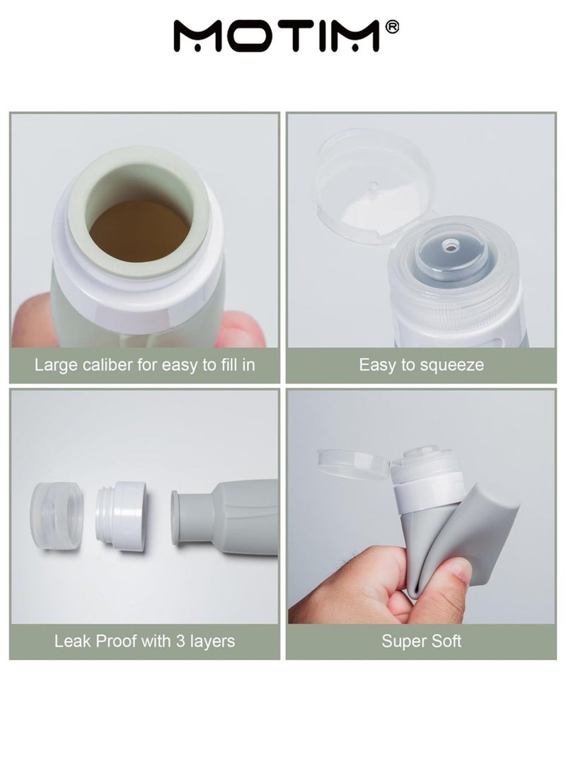 Motim 8 PCS Silicone Travel Bottles with EVA Bag Leak Proof Silicone Squeezable Travel Containers for Liquids Shampoo Lotion Body Wash (3oz/ 90ml） - Image 4