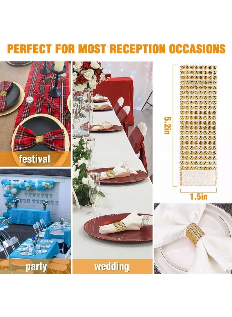 نيبمينينت Gold Napkin Rings, 50PCS Rhinestone Mesh Rings Diamond Adornment Buckles, Blink Buckles for Table Decorations, Wedding, Dinner, Parties, Banquet, and Reception  - Image 3