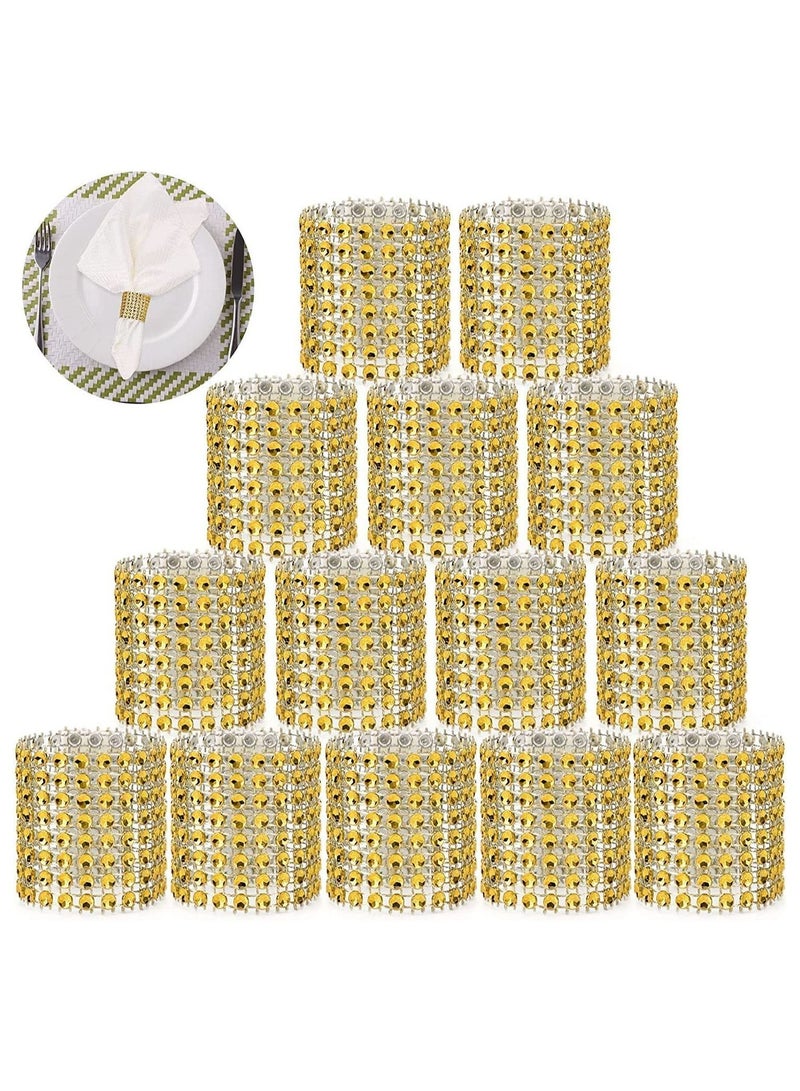 نيبمينينت Gold Napkin Rings, 50PCS Rhinestone Mesh Rings Diamond Adornment Buckles, Blink Buckles for Table Decorations, Wedding, Dinner, Parties, Banquet, and Reception  - Image 1