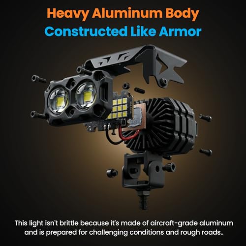 ELTRON TURBO Waterproof 2 Year Warranty Super High Bright Dual Lens Mini Driving Power Fog Light Universal All Motorcycle, White & Yellow Pack of 2, 12V DC 145W Each, Aluminium, Battery Powered, Led - Image 4