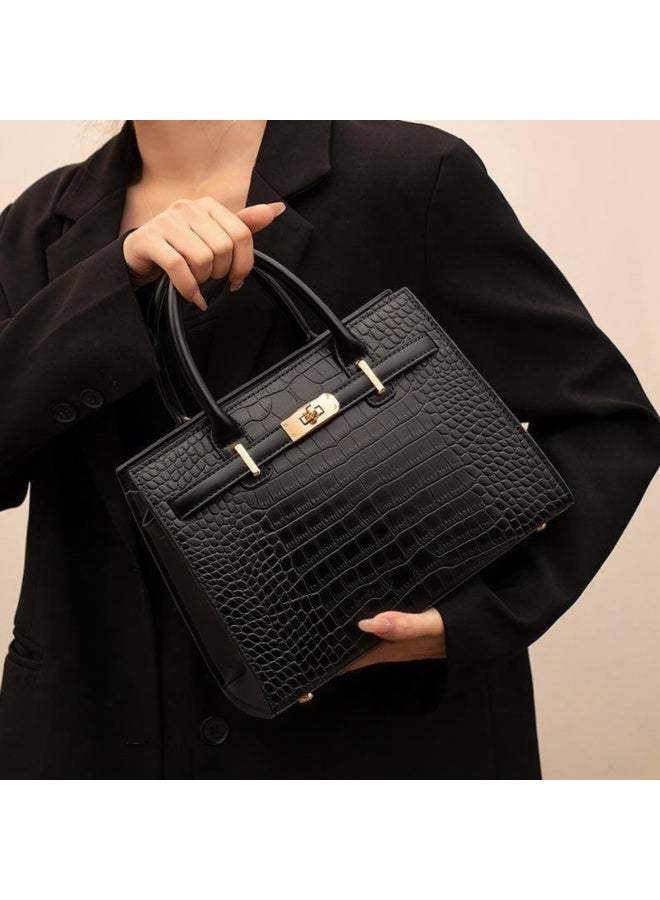 GoldenLike Crocodile Pattern Satchel for Women, 3 Pcs Ladies Elegant Handbag Large Capacity Shoulder Bag Tote Bag with Top-handle Faux Leather Classic Clutch Shoulder Purse for Ladies  - Image 5