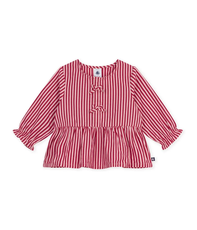 بيتي باتو Babies' Long-Sleeved Stripy Cotton Blouse