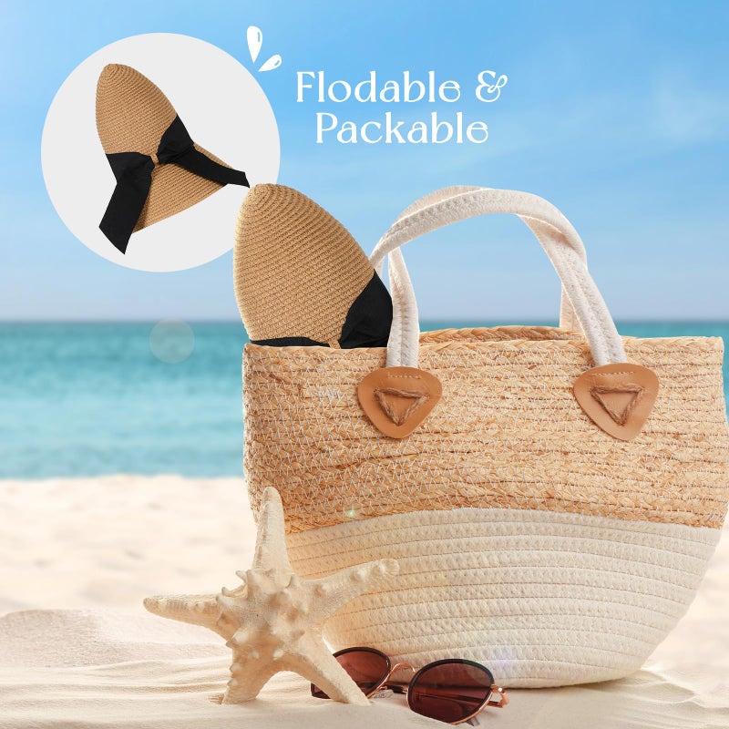 Pleneal Beach Hats for Women, Straw Hat for Women UPF 50+ UV Sun Protection Foldable Sun Hat - Image 4