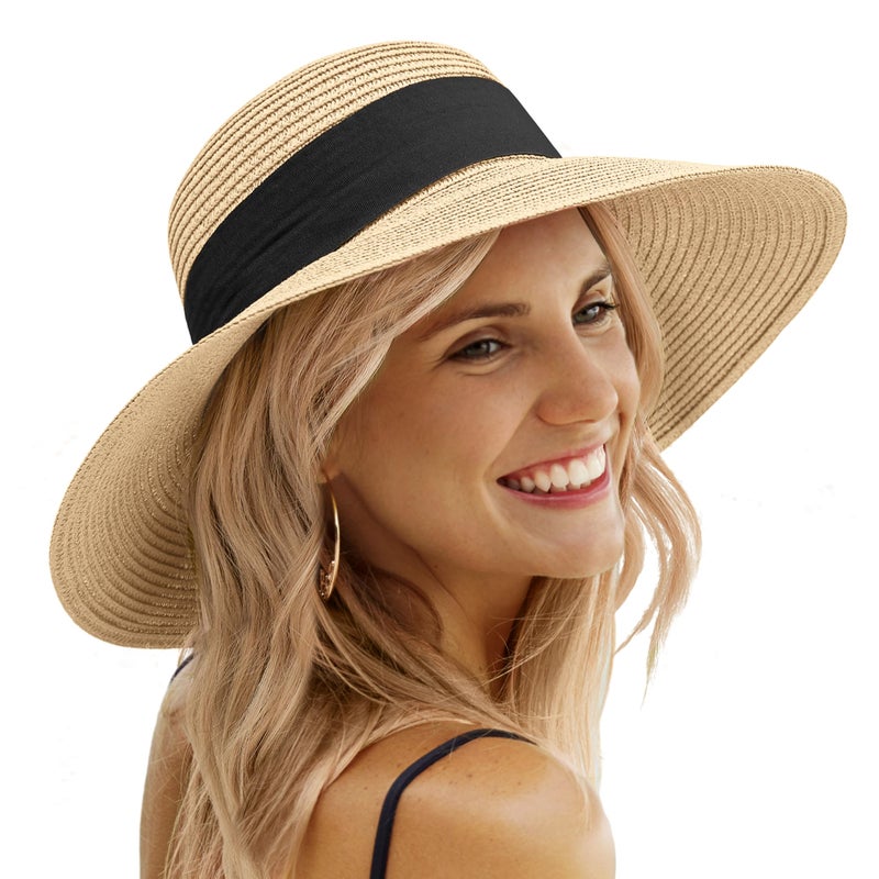 Pleneal Beach Hats for Women, Straw Hat for Women UPF 50+ UV Sun Protection Foldable Sun Hat - Image 1