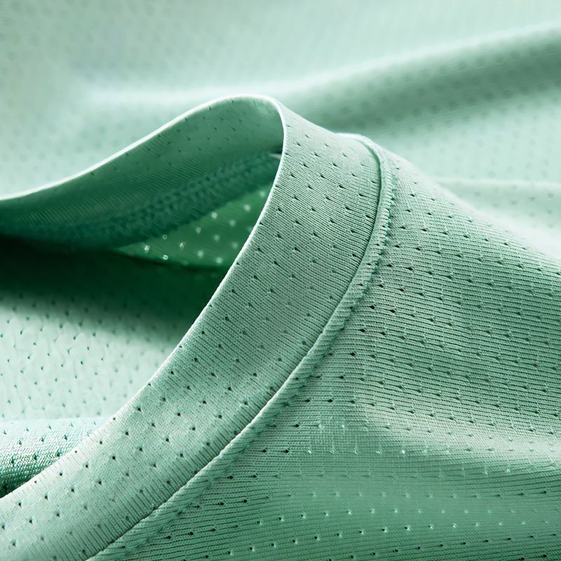 Mesh T-Shirt mens short-sleeved thin fashion ins high school student sports outdoor solid color slimming top clothes one-piece delivery Black - Image 2