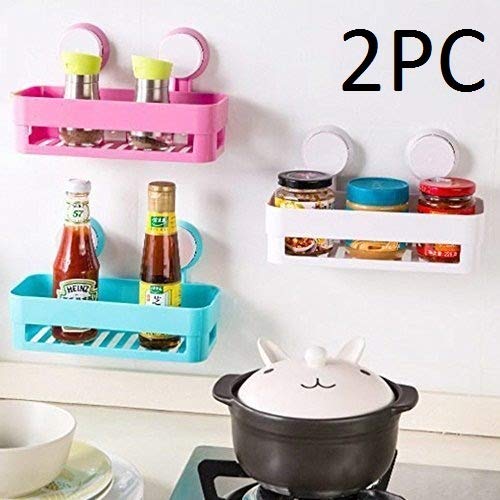 Naivete Bathroom Suction Shower Caddy Shelf Storage Organization with Rack Basket Sucker Cup for Shampoo, Conditioner Set of 2 - Image 2