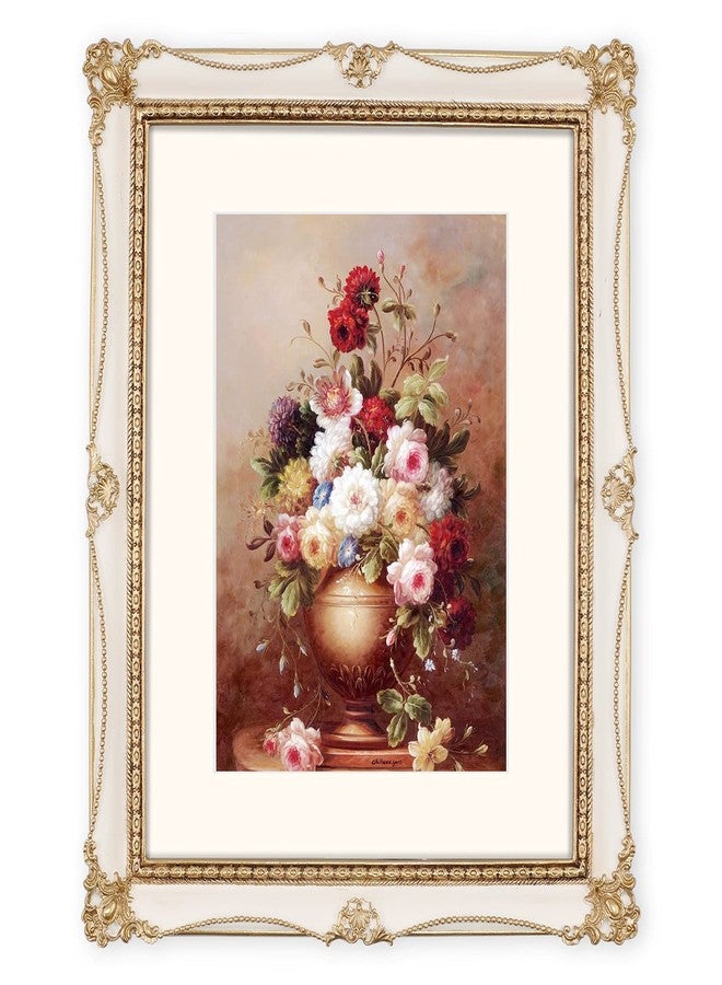 iAmoy White Picture Frames 8x10 with Mat for 5x7, Vintage Wall and Tabletop Photo Frame, French Cottage Style Home Living Room Decor - Image 1