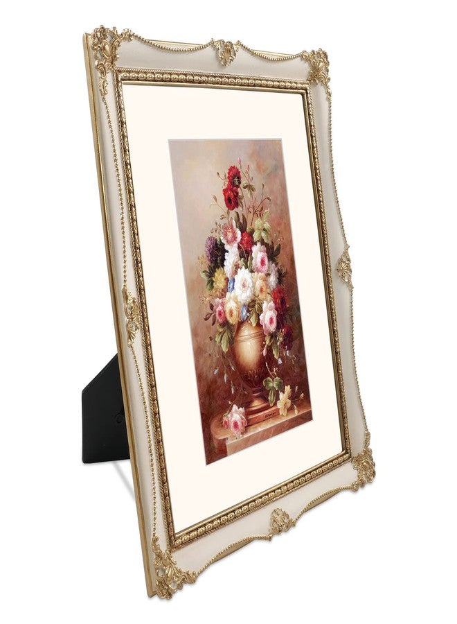 iAmoy White Picture Frames 8x10 with Mat for 5x7, Vintage Wall and Tabletop Photo Frame, French Cottage Style Home Living Room Decor - Image 2