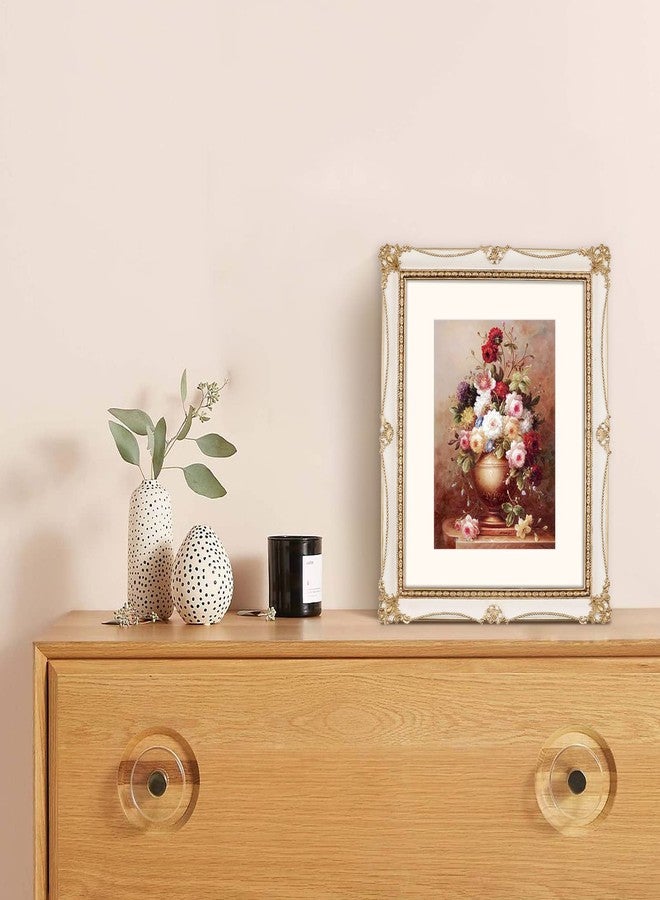 iAmoy White Picture Frames 8x10 with Mat for 5x7, Vintage Wall and Tabletop Photo Frame, French Cottage Style Home Living Room Decor - Image 4