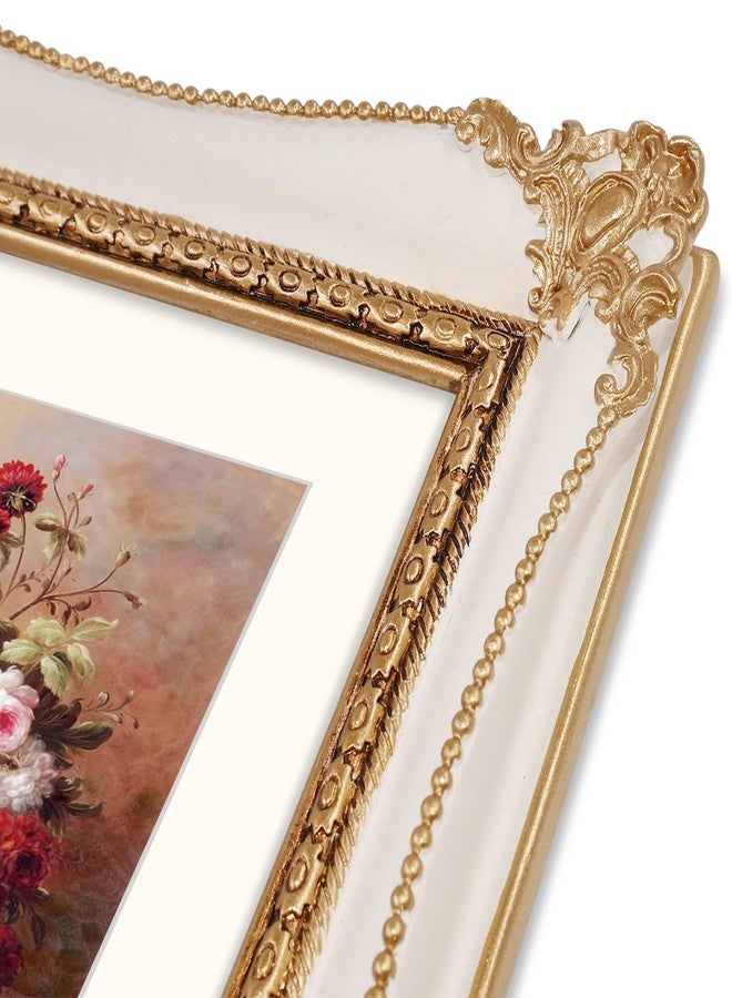 iAmoy White Picture Frames 8x10 with Mat for 5x7, Vintage Wall and Tabletop Photo Frame, French Cottage Style Home Living Room Decor - Image 3