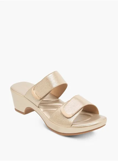 Flora Bella By Shoexpress Women's Textured Slip-On Sandals with Block Heels
