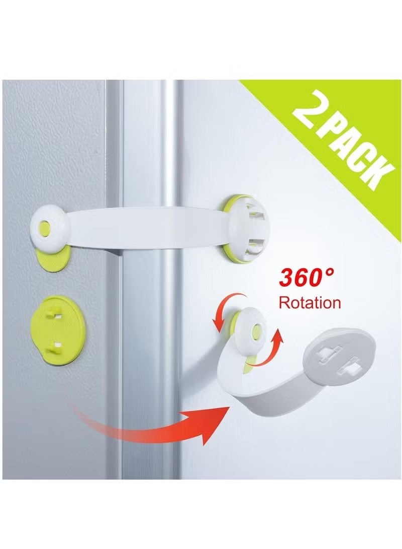 2 Pack Refrigerator Door Lock, Mini Fridge Lock Child Safety, Child Proof Cabinet Locks, Fits Perfectly for Locking Cabinets, Sliding Door, Drawers, Toilet Seat, Freezer, Closet Seat, Window, Oven - Image 2