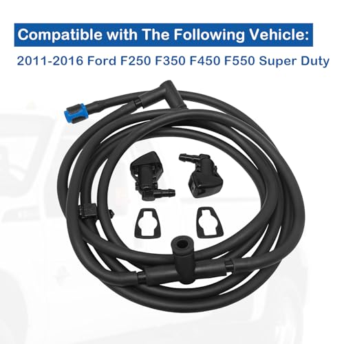 QFISH Windshield Washer Nozzle Hose Kit Fit for Ford Super Duty F250 F350 F450 F550 20112016 Replace BC3Z17K605B BC3Z17603A Complete Repair Kit with Spray Jets - Image 5