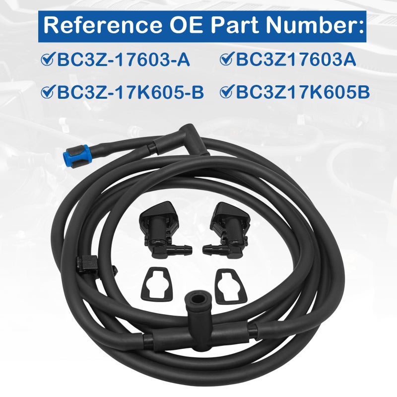 QFISH Windshield Washer Nozzle Hose Kit Fit for Ford Super Duty F250 F350 F450 F550 20112016 Replace BC3Z17K605B BC3Z17603A Complete Repair Kit with Spray Jets - Image 4