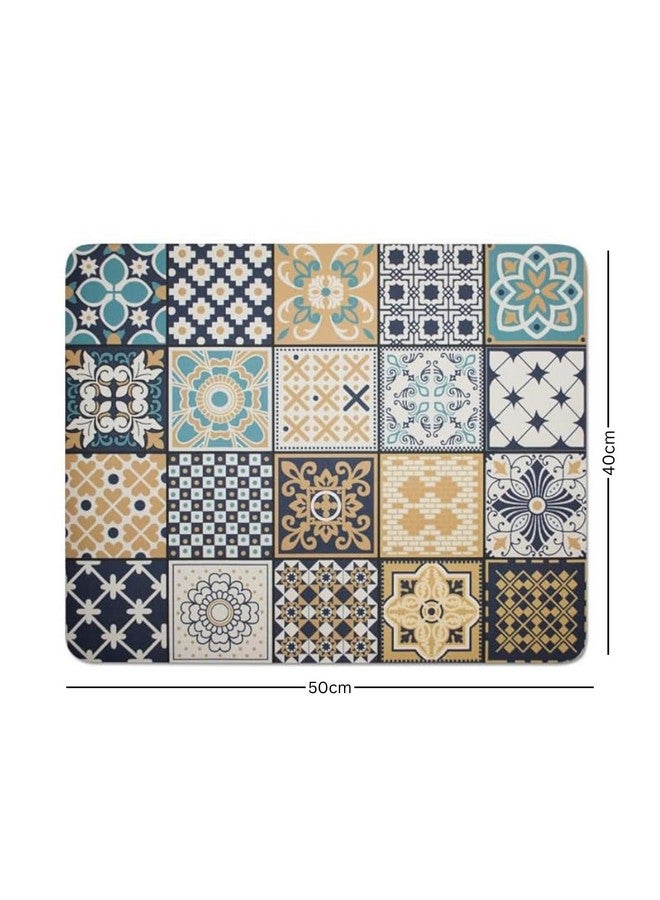 Home-Cloud HomeCloud Dish Drying Mat for Kitchen Counter Hide Stain Super Absorbent, Non-Slip, Heat-Resistant, Great for Dishes,Rack Pad, Kitchen Counter, Coffee Maker (50x40cm, Multi_Navy) - Image 3