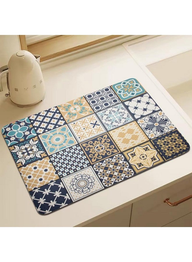 Home-Cloud HomeCloud Dish Drying Mat for Kitchen Counter Hide Stain Super Absorbent, Non-Slip, Heat-Resistant, Great for Dishes,Rack Pad, Kitchen Counter, Coffee Maker (50x40cm, Multi_Navy) - Image 1