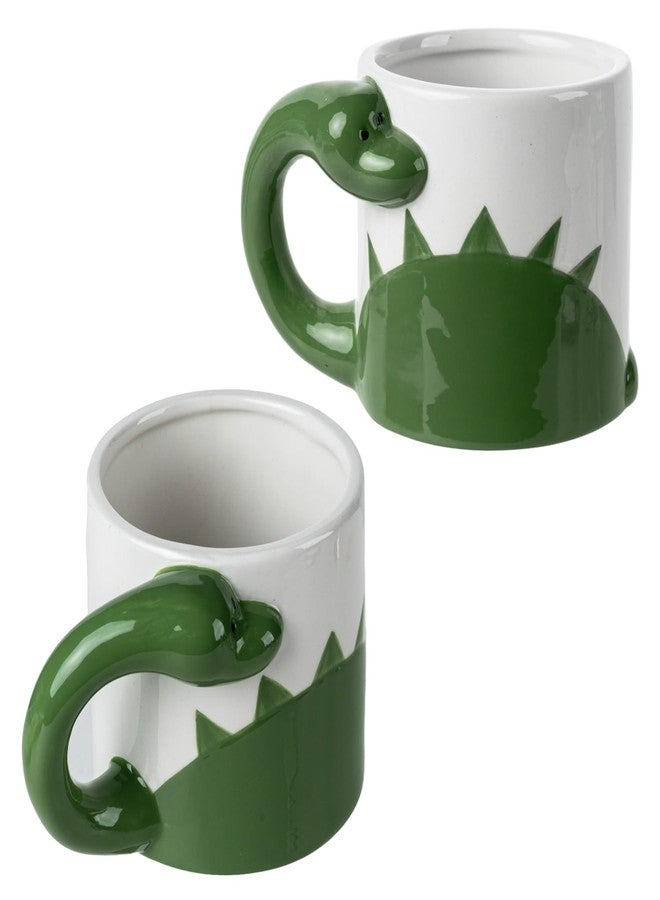 MyGift Ceramic Cute Coffee Mugs for Women Children Men with Adorable Green Brontosaurus Dinosaur Cartoon Design (green) - Image 1