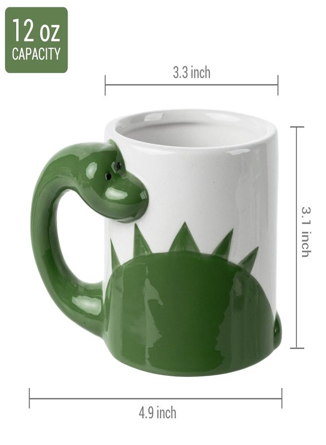 MyGift Ceramic Cute Coffee Mugs for Women Children Men with Adorable Green Brontosaurus Dinosaur Cartoon Design (green) - Image 4