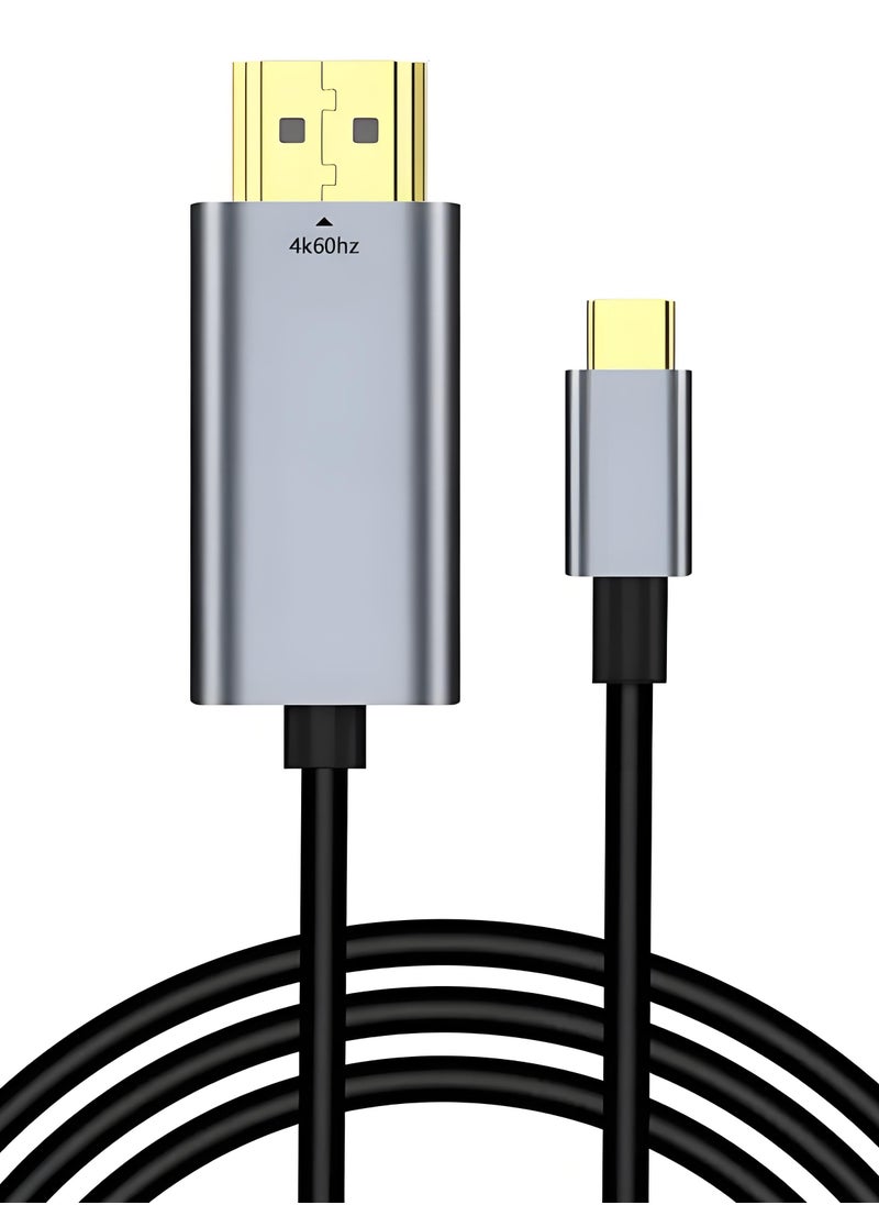 فلوينغ محول من النوع C إلى HDMI بطول 1.5 متر، كابل USB C إلى HDMI، متوافق مع التلفزيون، وسلسلة iPhone 15، وiPad 10/Pro/Air/Mini، وسلسلة Samsung S24/S23/Galaxy Z، وMacBook Pro، وDell XPS، وHuawei P60 Pro  - Image 1