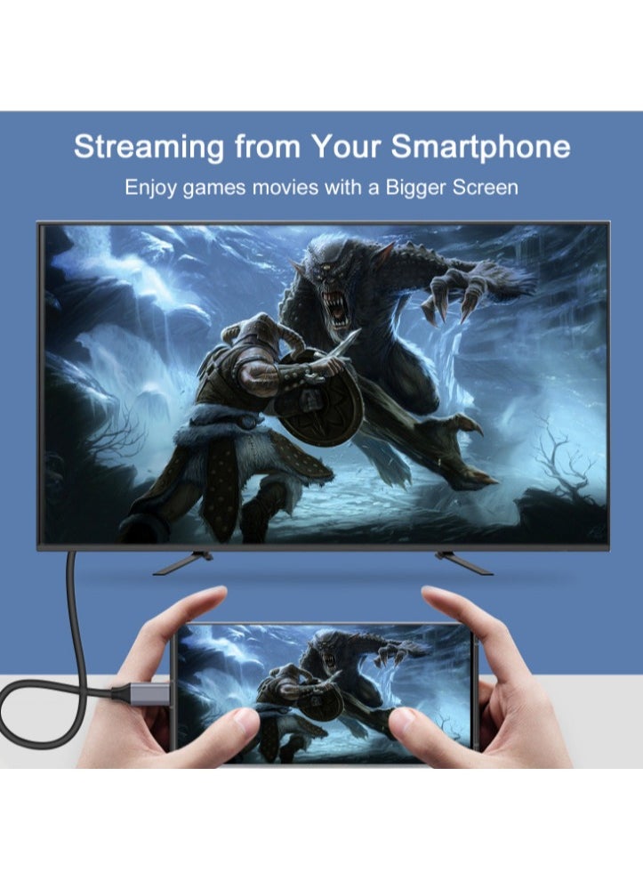 فلوينغ محول من النوع C إلى HDMI بطول 1.5 متر، كابل USB C إلى HDMI، متوافق مع التلفزيون، وسلسلة iPhone 15، وiPad 10/Pro/Air/Mini، وسلسلة Samsung S24/S23/Galaxy Z، وMacBook Pro، وDell XPS، وHuawei P60 Pro  - Image 2