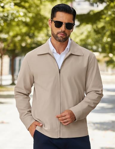 COOFANDY Men's Lightweight Zip Up Jacket Eisenhower Work Office Jackets Casual Golf Outwear - Image 2