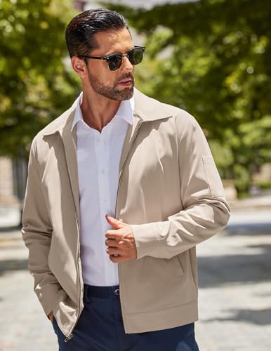 COOFANDY Men's Lightweight Zip Up Jacket Eisenhower Work Office Jackets Casual Golf Outwear - Image 3