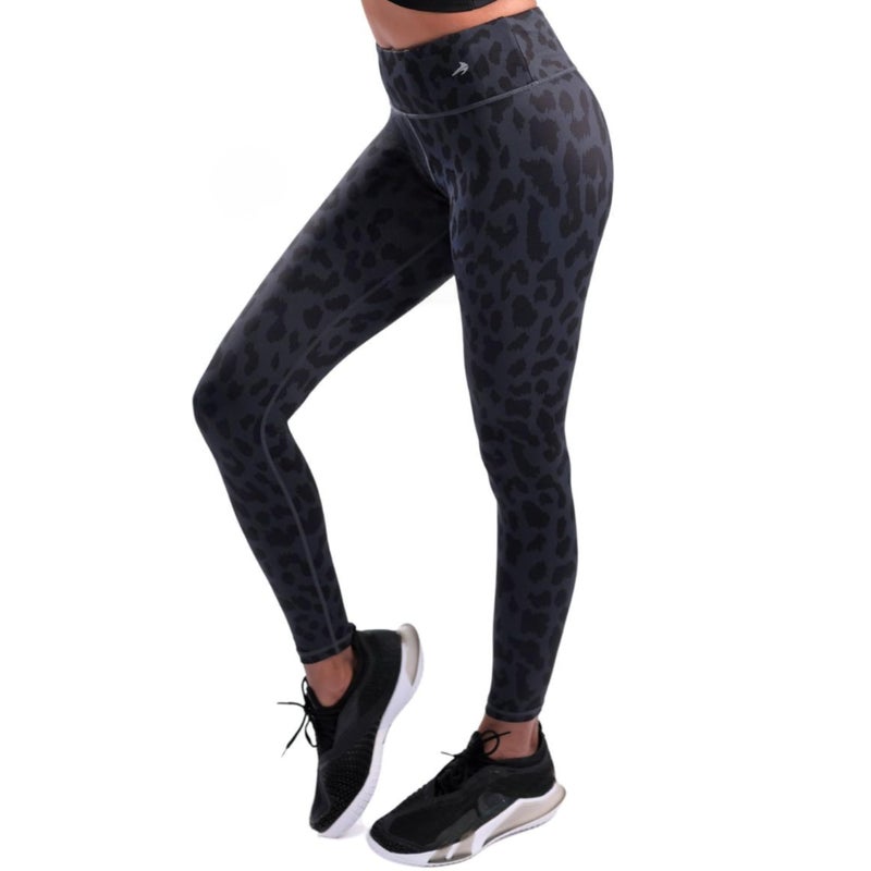 CompressionZ Women's Compression Leggings High Waisted Performance Shaping Gym, Pilates, Travel, Yoga, Workout Pants Leopard Black Medium - Image 1