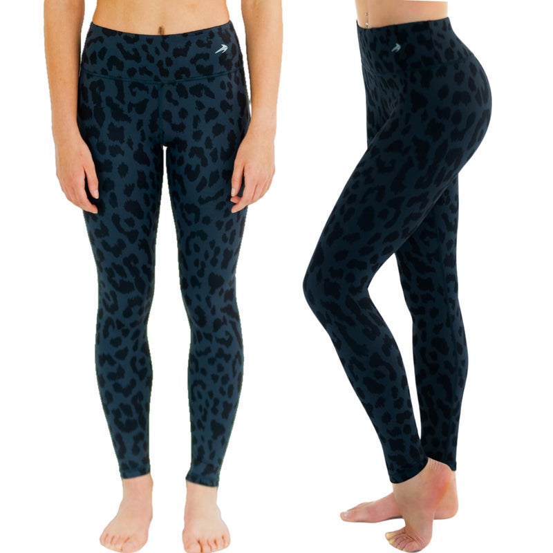 CompressionZ Women's Compression Leggings High Waisted Performance Shaping Gym, Pilates, Travel, Yoga, Workout Pants Leopard Black Medium - Image 2