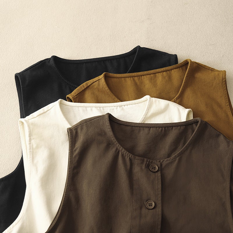 Women's Cotton Vest Top with Ruffle and Tie - Image 3