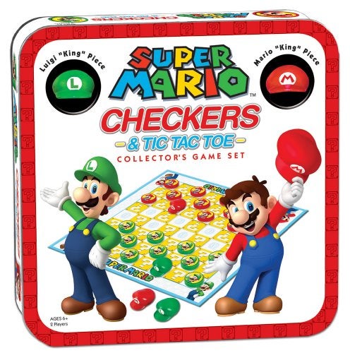USAopoly Super Mario Checkers TicTacToe Collectors Game Set Featuring Super Mario Bros Mario Luigi Collectible Checkers and TicTacToe Perfect for Mario Fans - Image 1